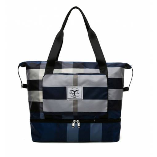 Foto - Geantă sportivă de călătorie de mare capacitate - Caro albastru