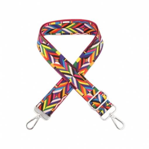 Foto - Curea de schimb pentru geantă - colorată etno, cataramă argintie