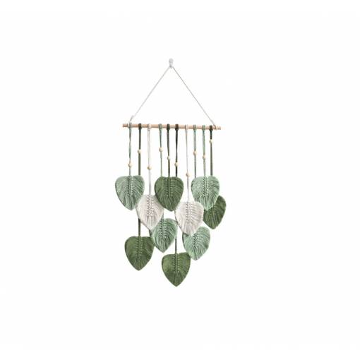 Foto - Lampa de vis - Decorațiune mare din macramé Boho Frunze - Verde-bej