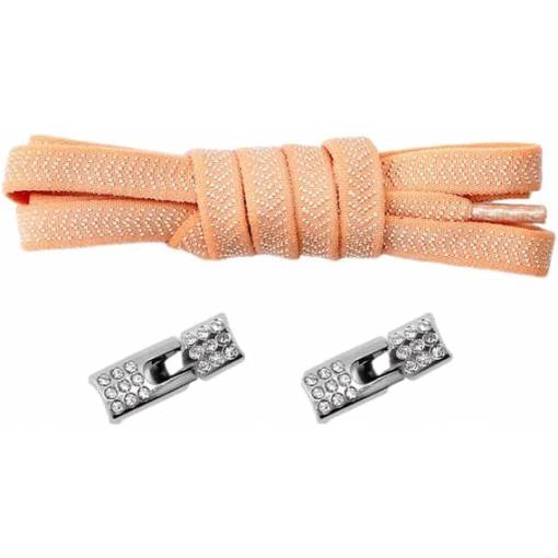 Foto - Șnururi elastice pentru pantofi late cu un clips cu pietre, o pereche - Portocalie deschisă, 100 cm