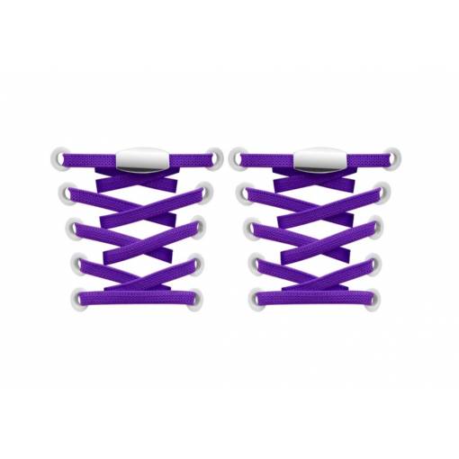 Foto - Șireturi elastice pentru pantofi late - Tip E - cu prindere, capăt dublu, o pereche - Violet, 100 cm