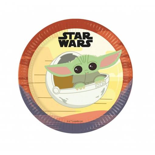Foto - Farfurii din hârtie - Baby Yoda, 8 bucăți