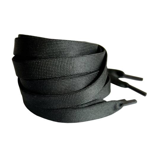 Foto - Șireturi plate pentru încălțăminte, o pereche - negre, 120 cm
