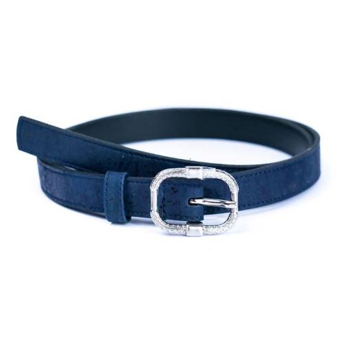 Foto - Curea din plută pentru femei - Albastră închisă, 105 cm