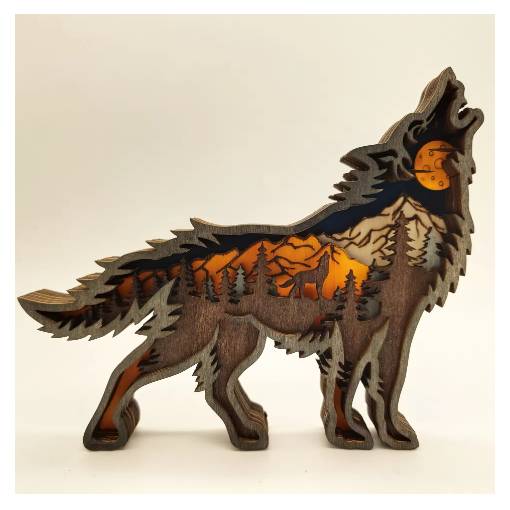 Foto - Sculptură rustică din lemn - Lup