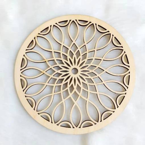 Foto - Ornament din lemn de 15 cm - Mandala - Flori