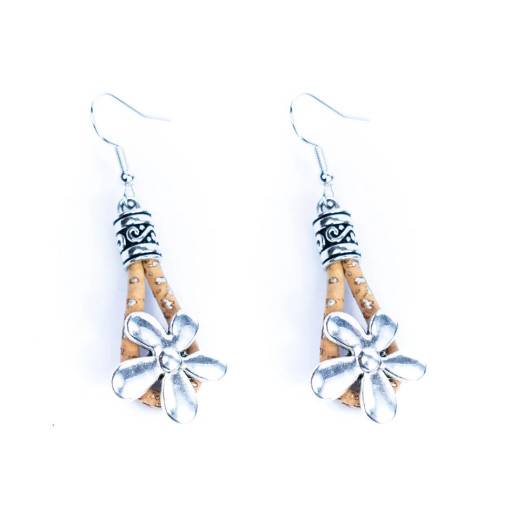 Foto - Cercei din plută - Flori argintii