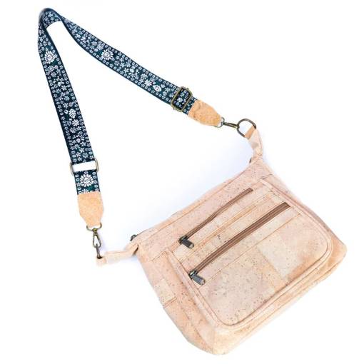 Foto - Geantă din plută cu umăr - Natural cu curea din nailon