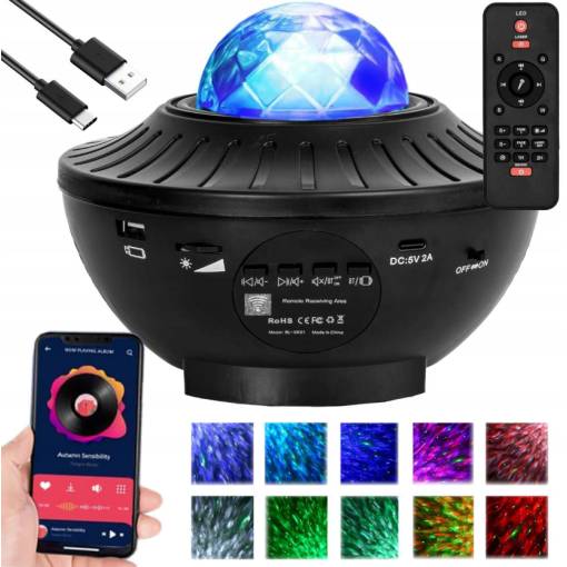 Foto - Proiector de cer nocturn cu difuzor integrat - Negru