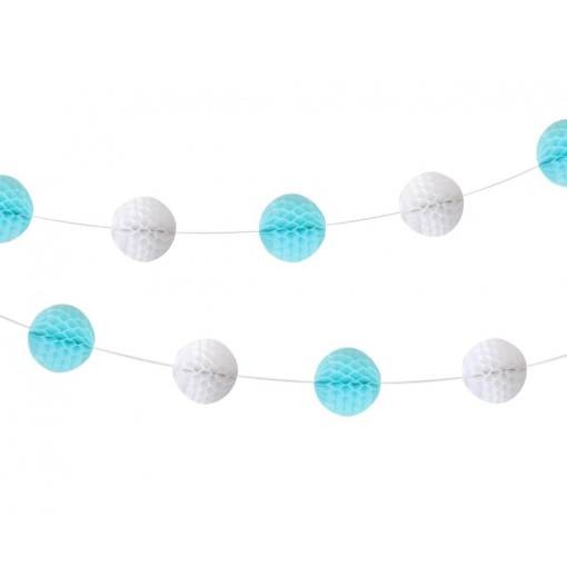 Foto - Ghirlandă Pom Pom - Alb și albastru, 250 cm
