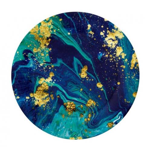 Foto - Farfurii de hârtie - Marmură albastră, 6 bucăți