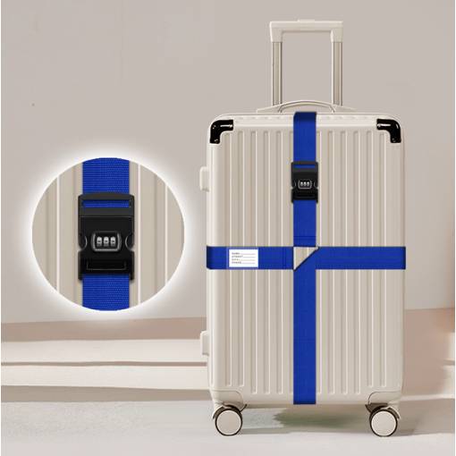 Foto - Cinturão de segurança para bagagem com fechadura de código - Azul