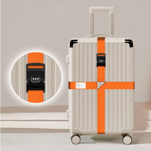 Foto - Curea de siguranță pentru valiză cu lacăt cu cod - Portocalie