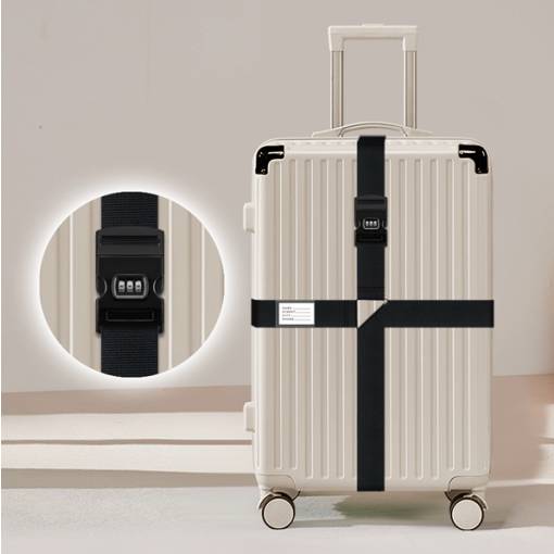 Foto - Curea de siguranță pentru valiză cu lacăt cu cod - Negru