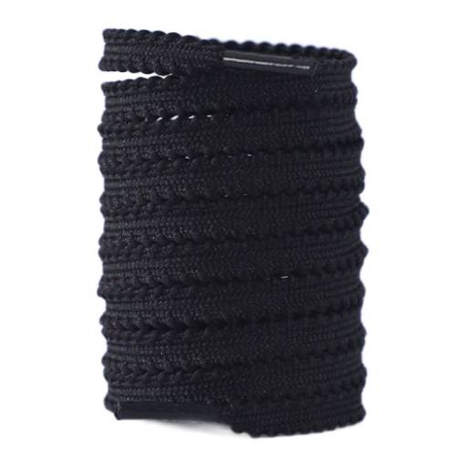 Foto - Șireturi cu textură, o pereche - Negre, 120 cm