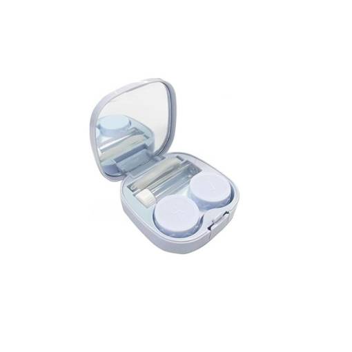 Foto - Cutie de transport portabilă cu oglindă pentru lentile de contact - Albastră