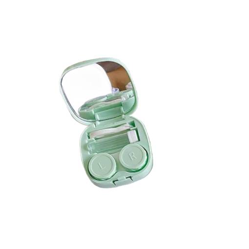 Foto - Cutie de transport portabilă cu oglindă pentru lentile de contact - Verde