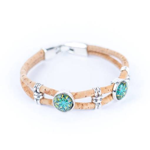 Foto - Cadru din plută cu două ornamente - Verde-albastru