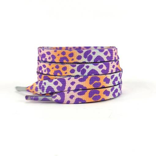 Foto - Șireturi late cu imprimeu leopard, o pereche - Violet, 120 cm