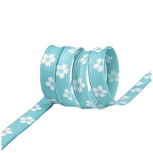Foto - <b>Șireturi late cu imprimeu floral, un pereche - Albastre, 120 cm</b>