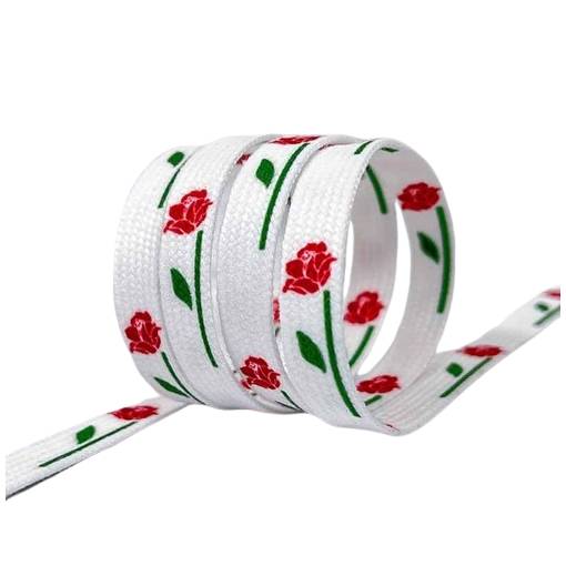 Foto - <b>Șireturi late cu imprimeu alb, un pereche - Alb, 120 cm</b>