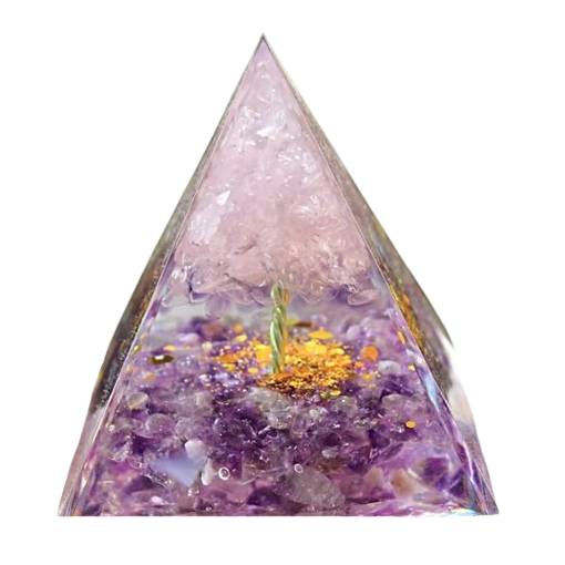 Foto - Piramidă Orgonită - Copacul de Aur - rozaliu-violet