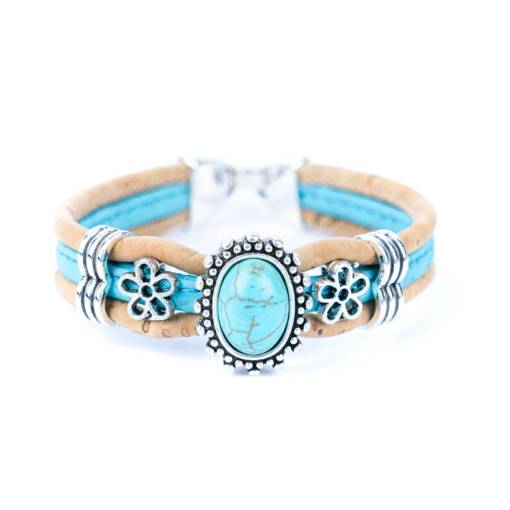 Foto - Ramă din plută cu ornamente și flori - Turcoaz