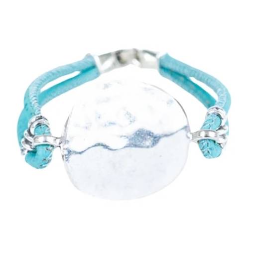 Foto - Ramă din plută - Albastră deschisă cu element metalic