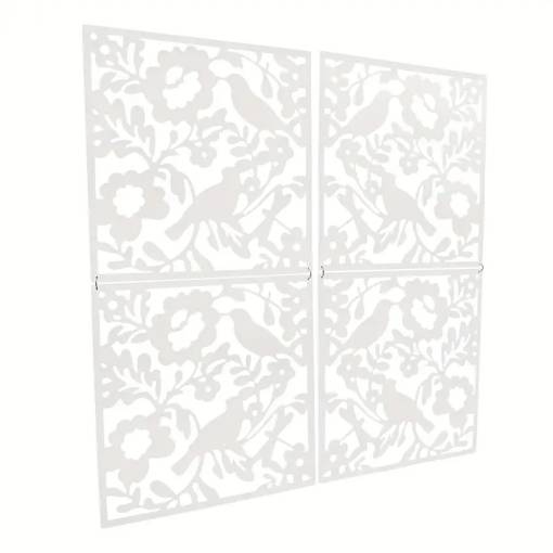 Foto - Cortină decorativă suspendată, set 12 buc - Păsări, alb