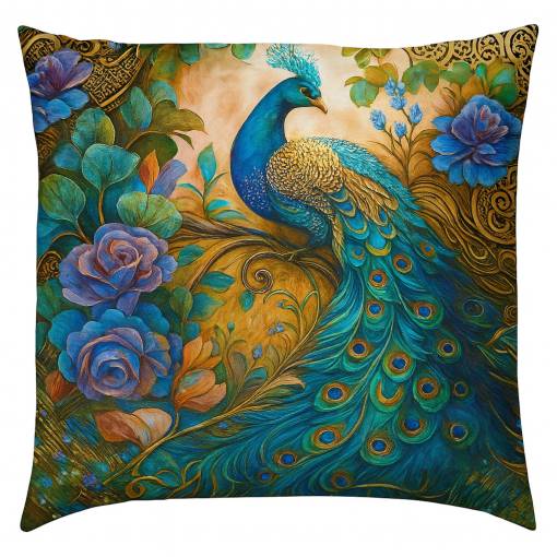 Foto - Husa de pernă 45 x 45 cm - Păun cu flori