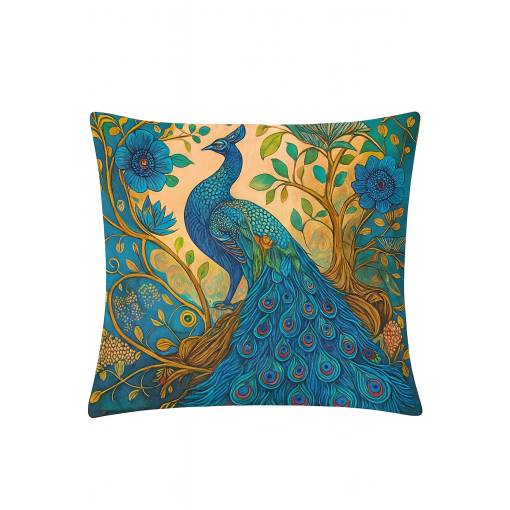 Foto - Husa de perna 45 x 45 cm - Păun cu flori albastre