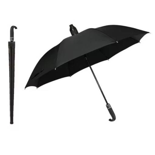 Foto - Umbrela unisex închisă cu husă din plastic - Neagră