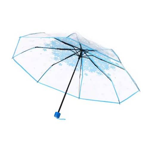 Foto - Umbrelă cu protecție UV - Transparentă cu modele albastre