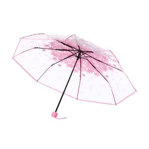 Foto - Umbrelă cu protecție UV - Transparentă cu modele roz