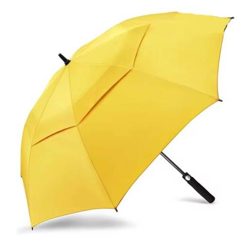 Foto - Parapluie extra mare semi-automat cu două straturi - Galben