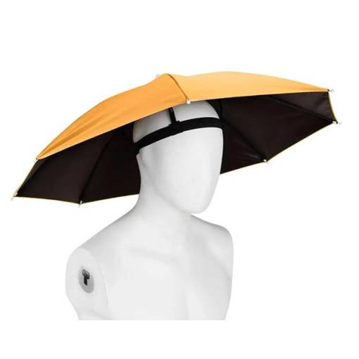 Foto - Umbrelă unisex impermeabilă cu fixare pe cap - Portocalie