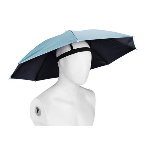 Foto - Umbrelă unisex impermeabilă cu fixare pe cap - Albastră deschisă