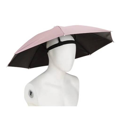 Foto - Umbrelă unisex impermeabilă cu fixare pe cap - Roz