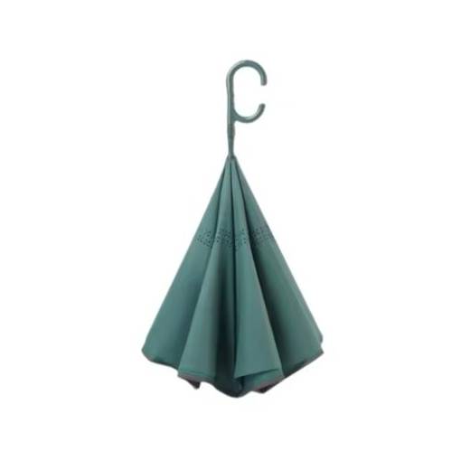 Foto - Umbrelă unisex pliabilă inversată - Verde închis