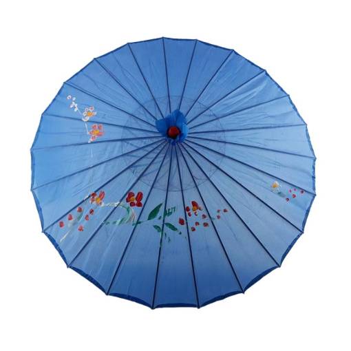 Foto - Umbrelă chineză din hârtie impregnată cu ulei - Floare de cireș, bleu închis