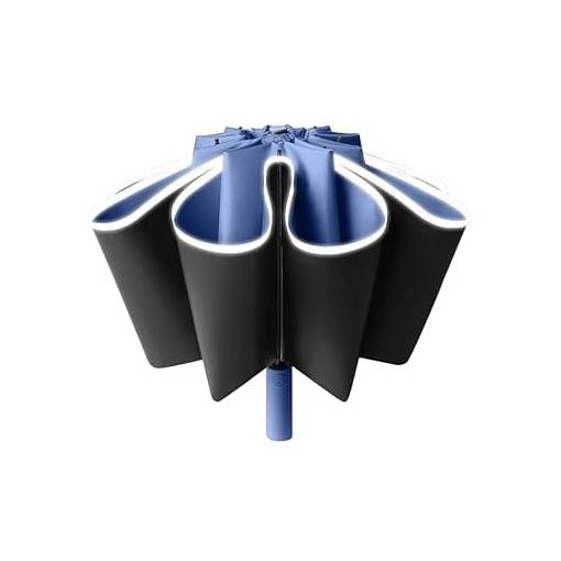 Foto - Umbrelă automată unisex cu bandă reflectorizantă - Albastră