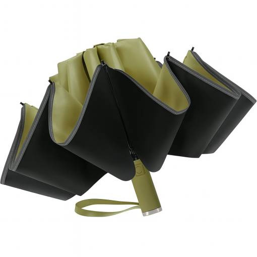 Foto - Umbrelă unisex automată inversată cu bandă reflectorizantă - Verde deschis