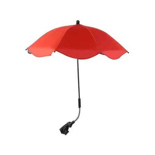 Foto - Umbrelă ajustabilă cu protecție UV și prindere pe cărucior - Roșie