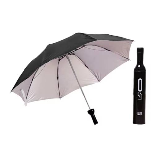 Foto - Umbrelă pliabilă cu protecție UV în formă de sticlă - Negru
