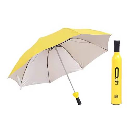 Foto - Umbrelă pliabilă cu protecție UV în formă de sticlă - Galben