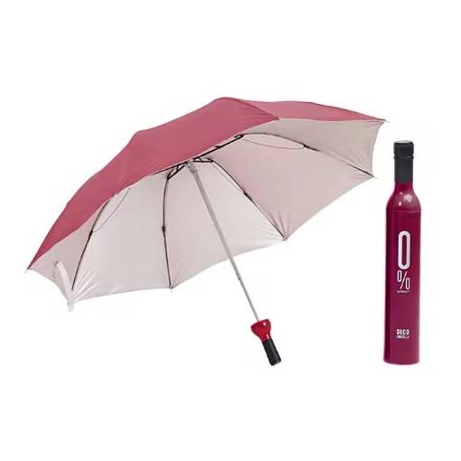 Foto - Umbrelă pliabilă cu protecție UV în formă de sticlă - Roșu vin