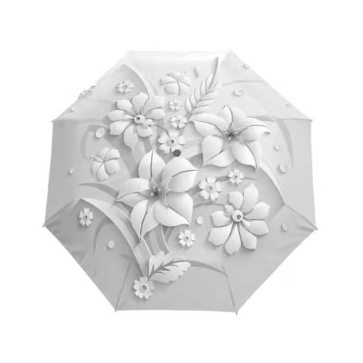 Foto - Umbrelă automatizată 3D pentru nuntă - Alb cu model, 10