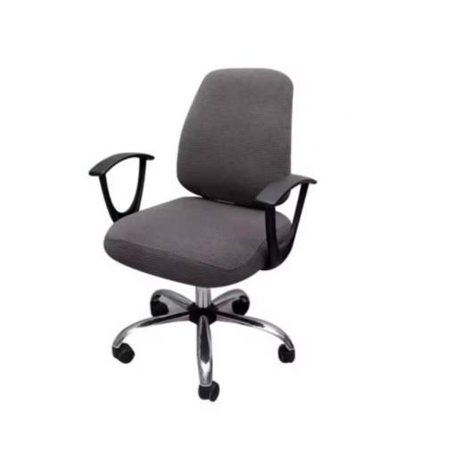 Foto - Set de 2 huse extensibile pentru scaune de birou - Gri închis