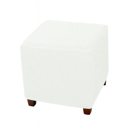 Foto - Husă universală din catifea pentru taburet - Alb