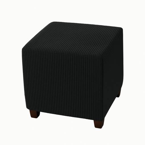 Foto - Husă universală din catifea pentru taburet - neagră